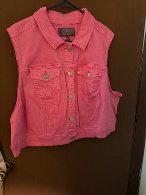 Torrid Hot Pink Denim Vest with Branded Button